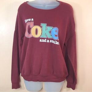 Coca Cola Have a Coke and a Smile Maroon Sweatshirt Women S Retro